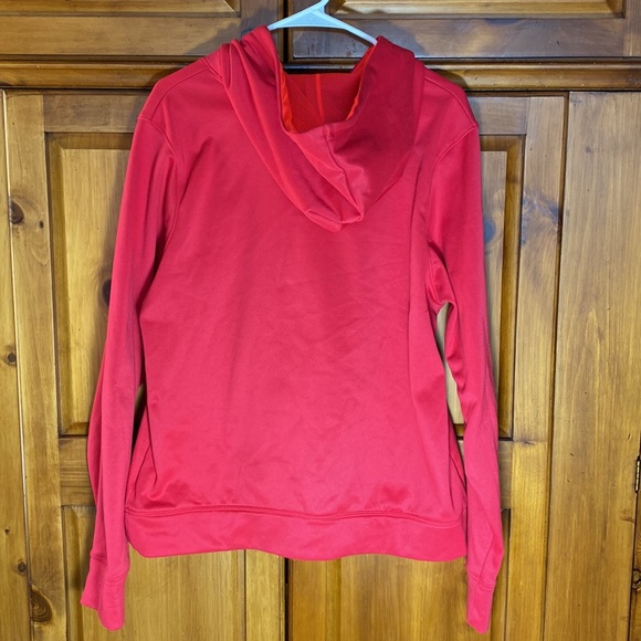 Under Armour Word Logo Semi-Fitted Red/Orange Hoodie Sweatshirt - Picture 2 of 3